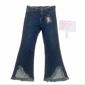 NWT Funky Soul Denim fringe Hem flare jeans size28